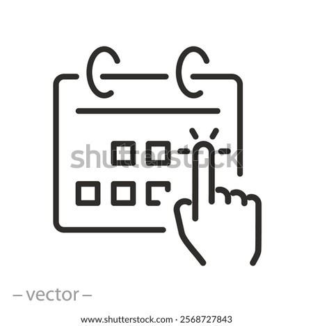 choose date icon, finger select day, calendar, vector illustration, for website, app, ui