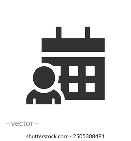 choose date icon, man with calendar, schedule manager, time management, flat vector