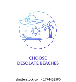 Choose desolate beaches concept icon. Beach safety idea thin line illustration. Protect yourself from getting coronavirus infection. Vector isolated outline RGB color drawing