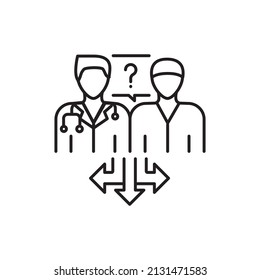Choose a doctor color line icon. Pictogram for web page, mobile app, promo.