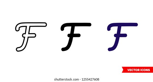 Choose font icon of 3 types: color, black and white, outline. Isolated vector sign symbol.