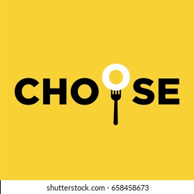 Choose Food Vector Illustration. Food choice concept. Decide dinner / lunch / meal. Pick your food idea.