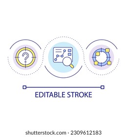 Choose goal of research loop concept icon. Collect data to get result. Facts analysis abstract idea thin line illustration. Isolated outline drawing. Editable stroke. Arial font used