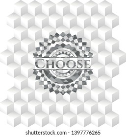 Choose grey emblem with geometric cube white background