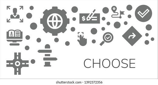 choose icon set. 11 filled choose icons.  Collection Of - Decision making, Options, Recruitment, Touch, Crossroad, Check mark, Check, Direction