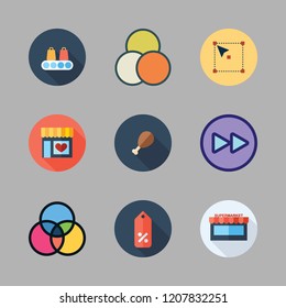 choose icon set. vector set about color palette, supermarkets, supermarket and select icons set.