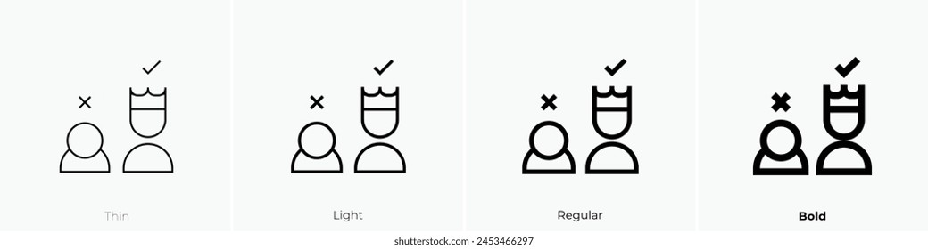 elija icono. Diseño de estilo fino, ligero, regular y audaz aislado sobre fondo blanco