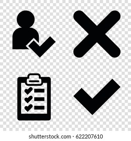 Choose icons set. set of 4 choose filled icons such as cross, clipboard, add user