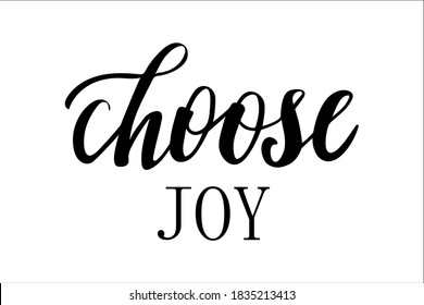 Choose joy hand lettering well-being and self-care motivation vector for postcards and other design