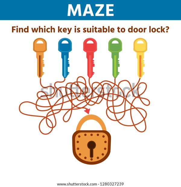 Choose Key Door Maze Game Kids Stock Vector Royalty Free 1280327239