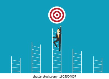 Choose the ladder to reach the destination, Vector illustration in flat style