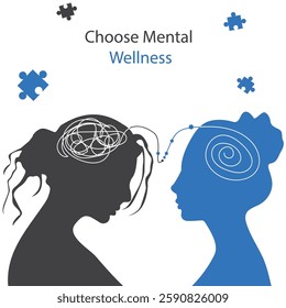 Choose Mental Wellness.On a white background.