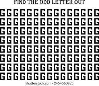 Choose the odd letter out of G (6) in black font with white background