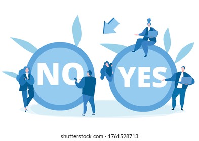 Elija . opciones proceso de elección personas NO SÍ concepto. Ilustración vectorial para banner web, infografía, móvil. 