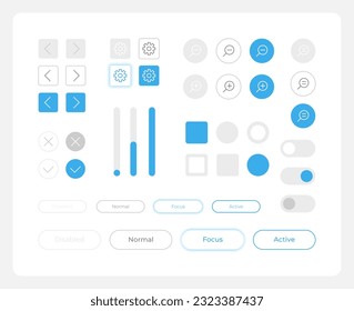 Choose options UI elements kit. Editable isolated vector components. Navigation buttons. Web design pack for mobile application, software with light theme. Montserrat Light, Medium, Bold fonts used