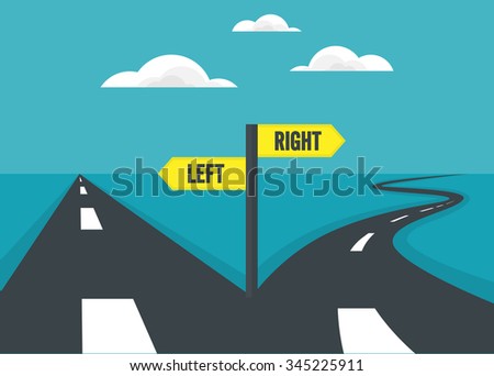 Choose path of direct way and curve way. decision concept.
