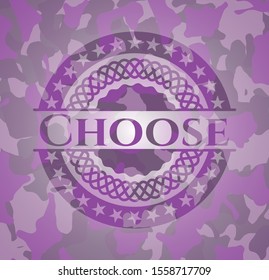 Choose pink and purple on camouflage texture. Vector Illustration. Detailed.
