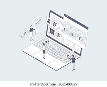 Choose Product Isometric Illustration Lineal Grey. Suitable for Mobile App, Website, Banner, Diagrams, Infographics, and Other Graphic Assets.