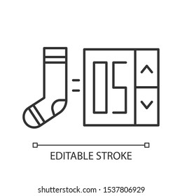 Choose product number linear icon. Online shopping application. Buying clothes in internet store. Thin line illustration. Contour symbol. Vector isolated outline drawing. Editable stroke