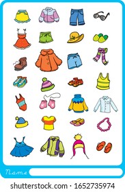 Choose the right clothes. Vector illustration.