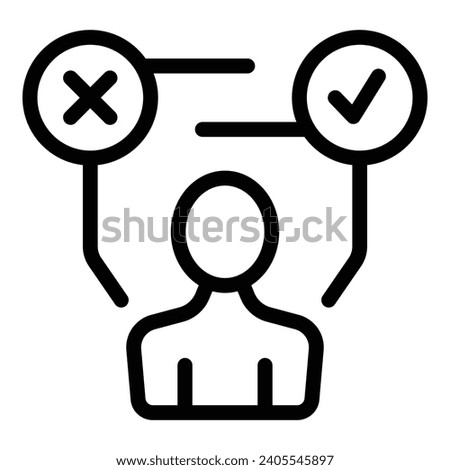 Choose right decisions icon outline vector. Mindset intellectual dilemma. Finding the answer