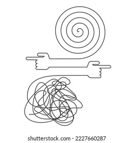 choose the right way, index fingers pointing to different directions
