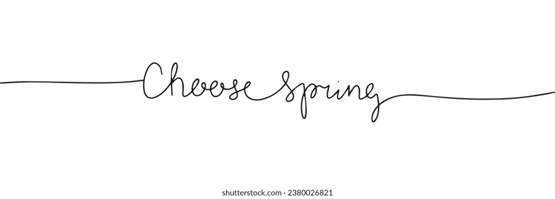 Choose Spring line art text banner. Handwriting spring short phrase in one line continuous style. Vector illustration. Hand drawn vector art.