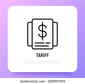 Choose tariff thin line icon. Plan for subscription. Vector illustration.