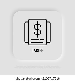 Choose Tariff Thin Line Icon. Plan For Subscription. Vector Illustration.