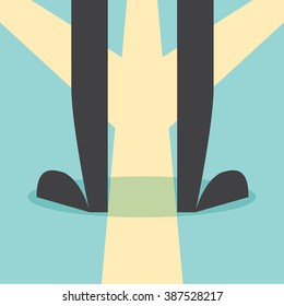 Choose the way to success close up down. businessman choose way. Flat design for business financial marketing banking advertising web commercial  minimal concept cartoon illustration.