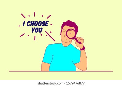 I choose you background template for job hiring with people illustration, vector in eps10