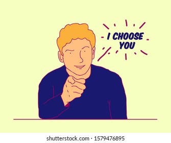 I choose you background template for job hiring with people illustration, vector in eps10