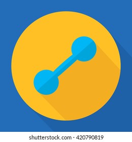 Choose your way. Vector icon of a dumbbell with flat designed long shadow. 