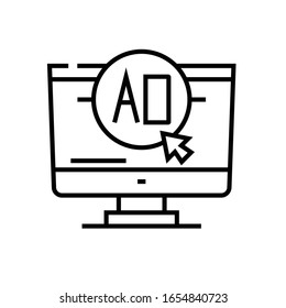 Die Auswahl von Werbesymbol, Concept-Zeichen, Umriss der Vektorillustration, Linearsymbol.