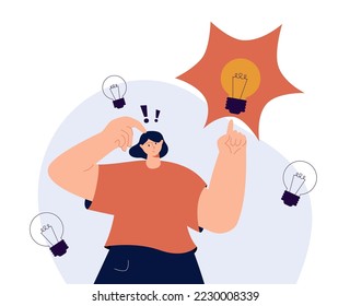 Choosing among good and bad business ideas. Creativity choice, solution concept. Employee thinking, picking, selecting from light bulbs at work. Flat vector illustration isolated on white background