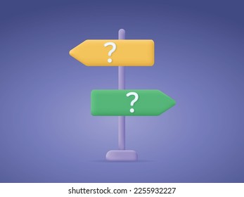 Choosing between 2 direction sign, make decision to the left or right, difficult situation, confusion concept