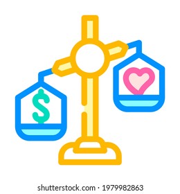 Choosing Between Conscience And Money Color Icon Vector. Choosing Between Conscience And Money Sign. Isolated Symbol Illustration