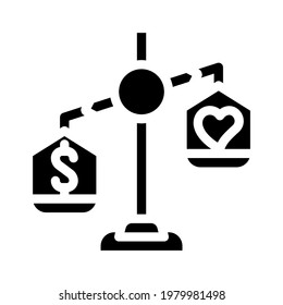 Choosing Between Conscience And Money Glyph Icon Vector. Choosing Between Conscience And Money Sign. Isolated Contour Symbol Black Illustration