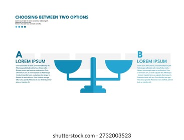 Choosing between two options, infographic template with balance scale
