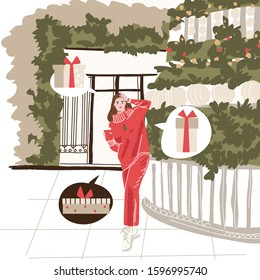 Choosing, Buying Gifts, Making Purchases on Sale Illustration.
Winter Holiday Family Shopping, Seasonal Discounts, Christmas and New Year Celebration Sales Campaign Trendy Flat Vector Concept.  