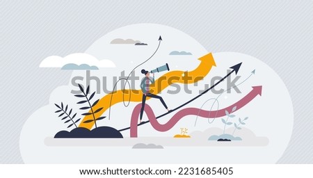 Choosing career path from different options and choices tiny person concept. Work or job professional decision for life pathway planning vector illustration. Looking or searching for future occupation ストックフォト © 