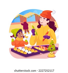 Choosing decorations isolated cartoon vector illustration. Mom and daughter choosing decor for Christmas on the market, winter holiday spirit, spending xmas time together vector cartoon.