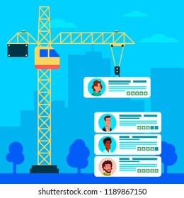 Choosing an employee, the crane will raise the resume of the future employee. Competition for the vacancy
