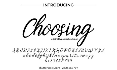 Elegir fuente Pincel elegante pintado con letras mayúsculas de Vector, alfabeto, tipografía