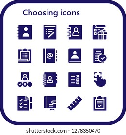  choosing icon set. 16 filled choosing icons. Simple modern icons about  - Agenda, List, Task, Tasks, Touch, Finger