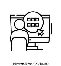 Selección del icono de línea del gestor, signo de concepto, ilustración de vector de esquema, símbolo lineal.