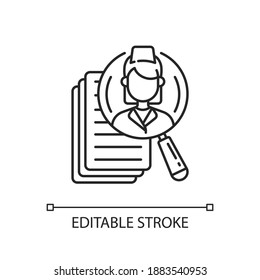 Choosing Medical Specialist Linear Icon. Online Doctors Overview. Primary, Urgent Care. Thin Line Customizable Illustration. Contour Symbol. Vector Isolated Outline Drawing. Editable Stroke