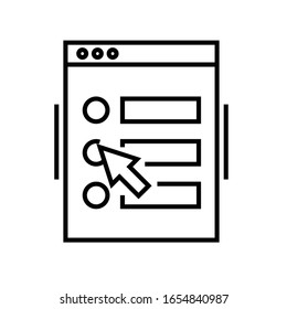 Selección de opciones icono de línea, signo de concepto, ilustración de vector de esquema, símbolo lineal.