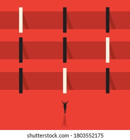 Choosing the path to achieving the goal. Business concept. Motivation of a businessman. Vector. EPS10
