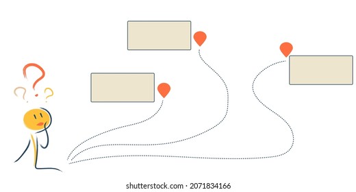 choosing the path in front of the character. different destinations. the question of what to choose, which way